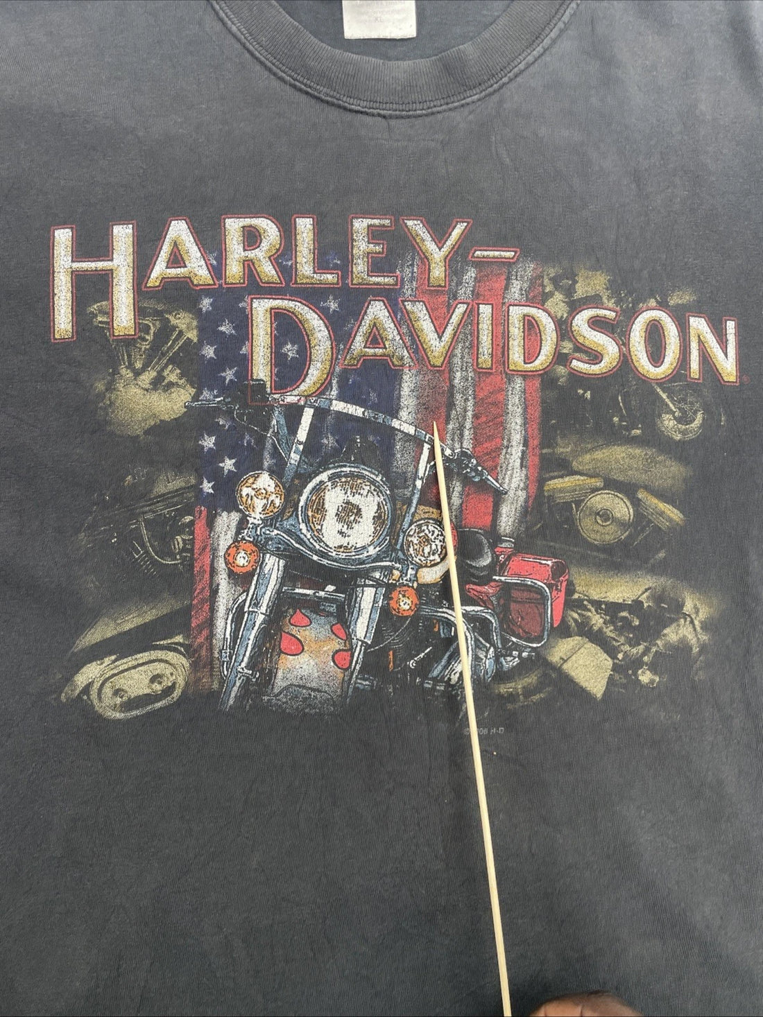 Harley Davidson Motorcycles USA Flag Hawg Hog T-Shirt Size XL