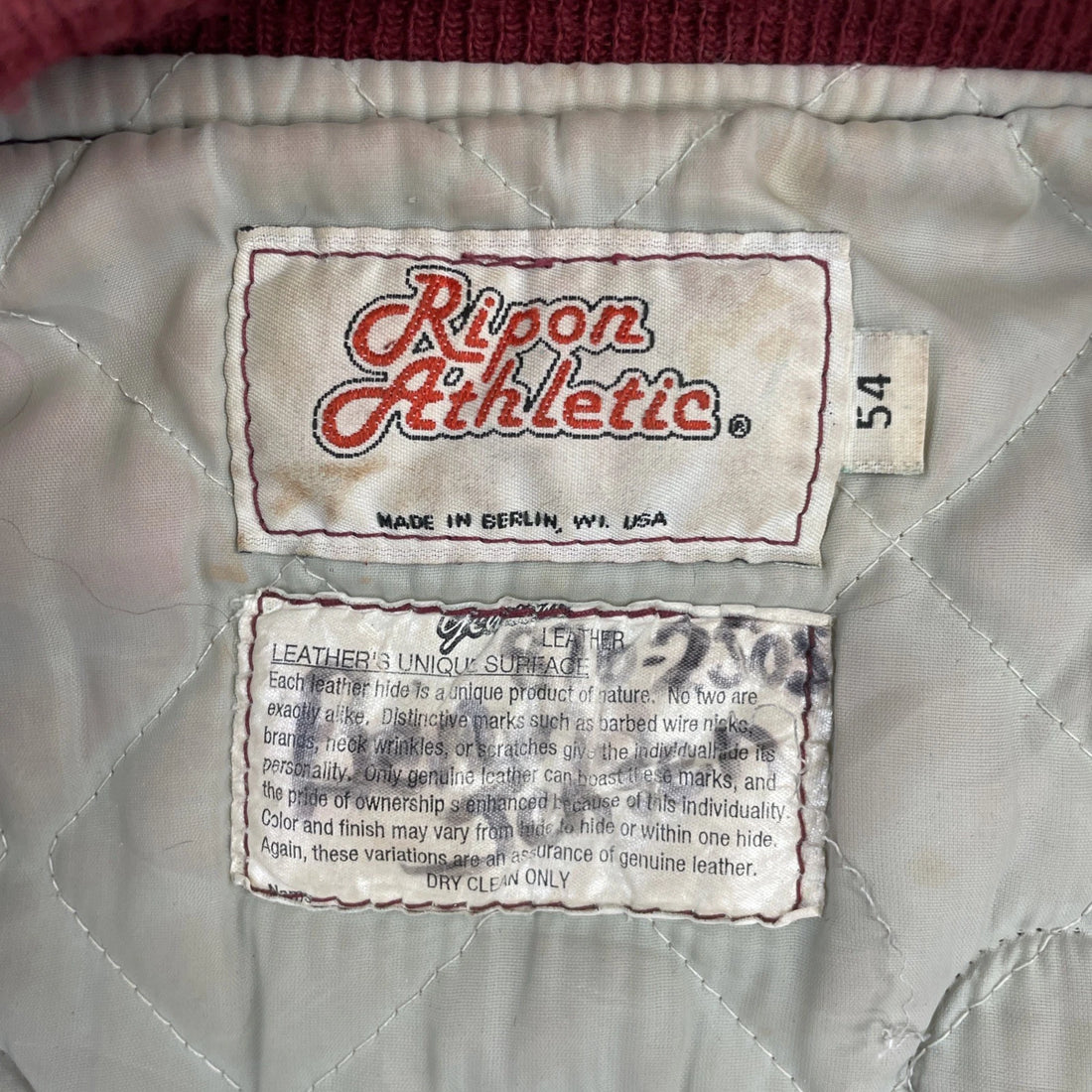 Vintage Leather Wool Varsity Letterman Jacket Size 54