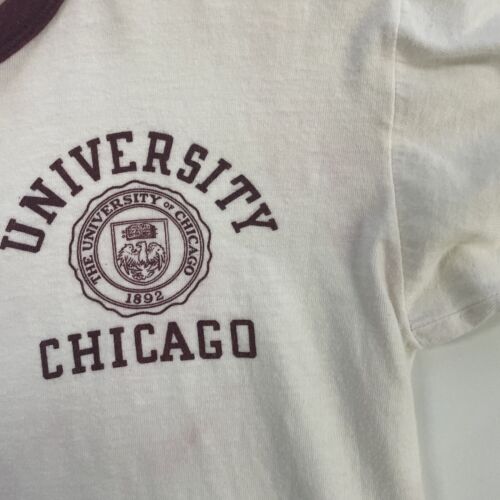 Vintage University Of Chicago Champion Ringer T-Shirt Size Medium 80s