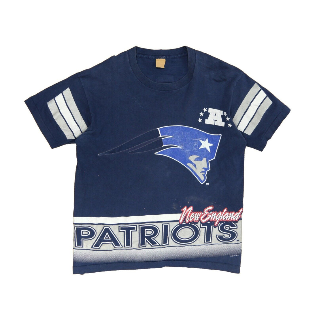 Vintage New England Patriots Salem Jersey T-Shirt Size Large Made USA 90s NFL