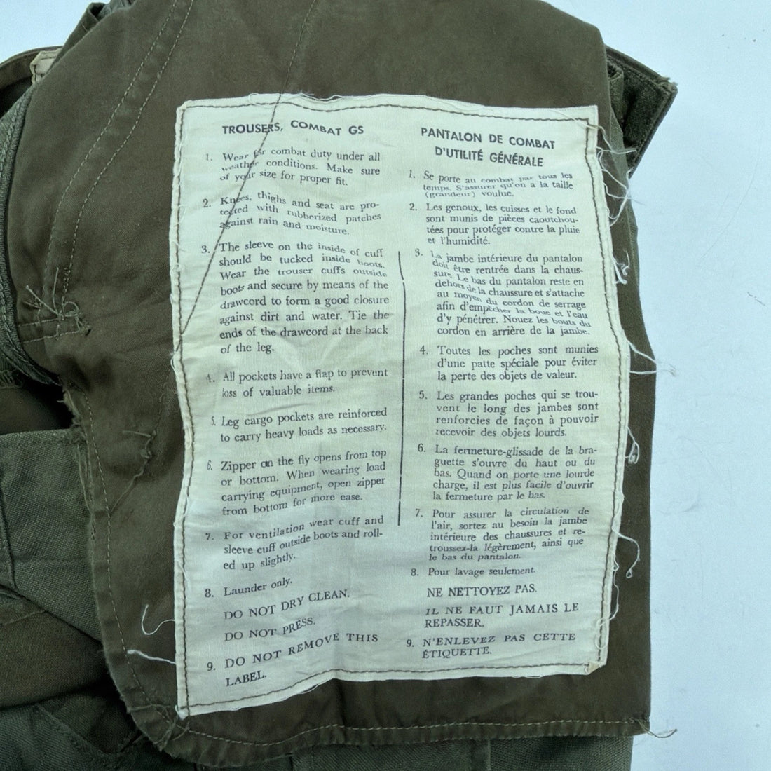 Vintage Combat G.S. Trousers Military Pants Size 5 Regular Medium 1963 60s