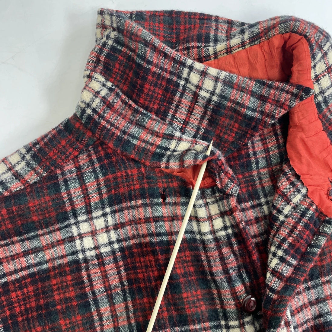 Wool Button Up Shirt Size Medium Red Plaid