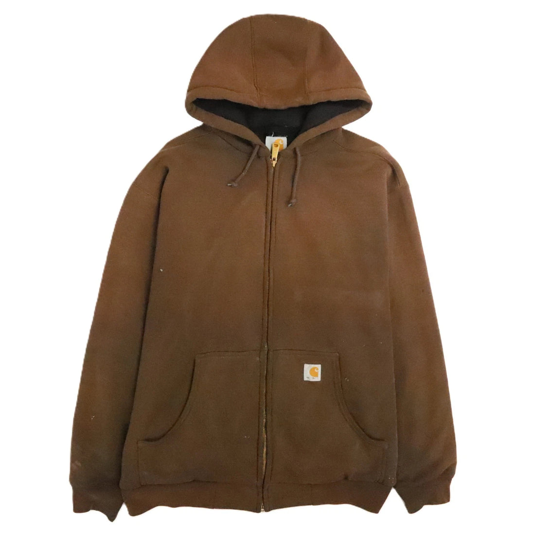 Vintage Carhartt Full Zip Sweatshirt Hoodie Size XL Brown Thermal Lined