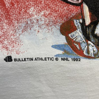 Vintage Detroit Red Wings Bulletin T-Shirt Size XL All Over Print 1992 90s NHL