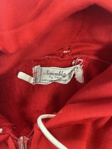 Vintage Scrambler Full Zip Sweatshirt Hoodie Size Large Red 80s