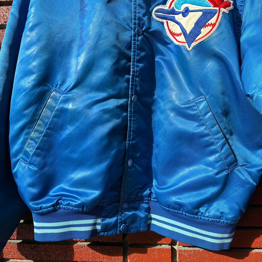 Vintage Starter Toronto Blue Jays Satin Bomber Jacket L 80s MLB