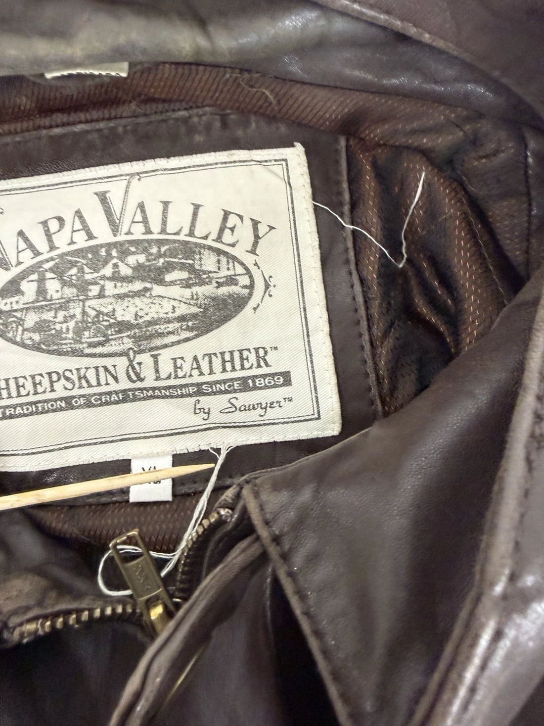 Napa Valley Leather Bomber Jacket Size XL Brown