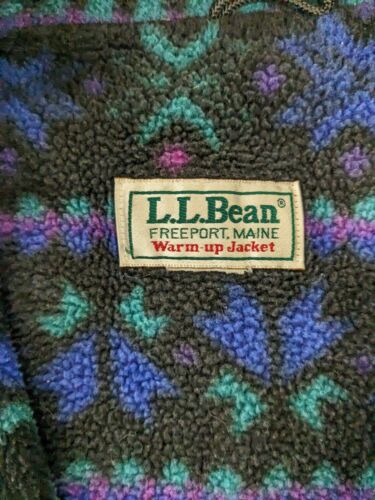 Vintage LL Bean Warm Up Bomber Jacket Size Small Black Fleece