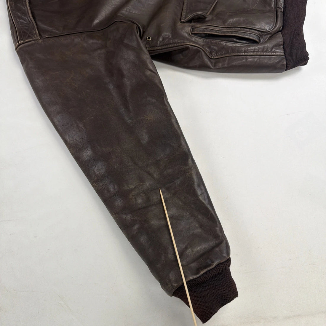 Vintage Lands End Leather Bomber Jacket Size Large Tall Brown