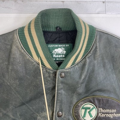 Vintage Thomson Kernaghan Roots Canada Leather Varsity Jacket Size XL