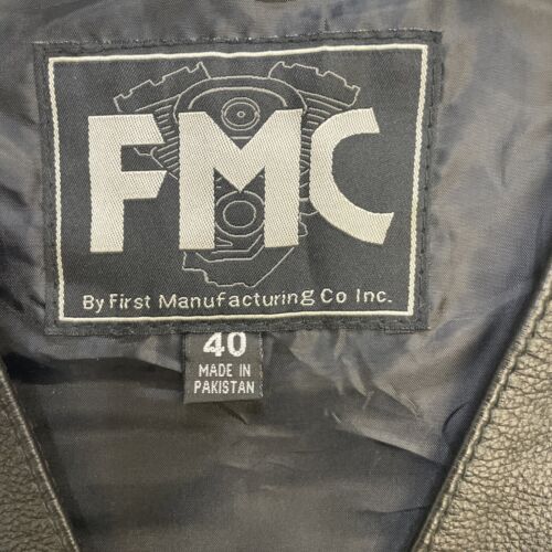 Vintage FMC Leather Vest Jacket Size 40 Black