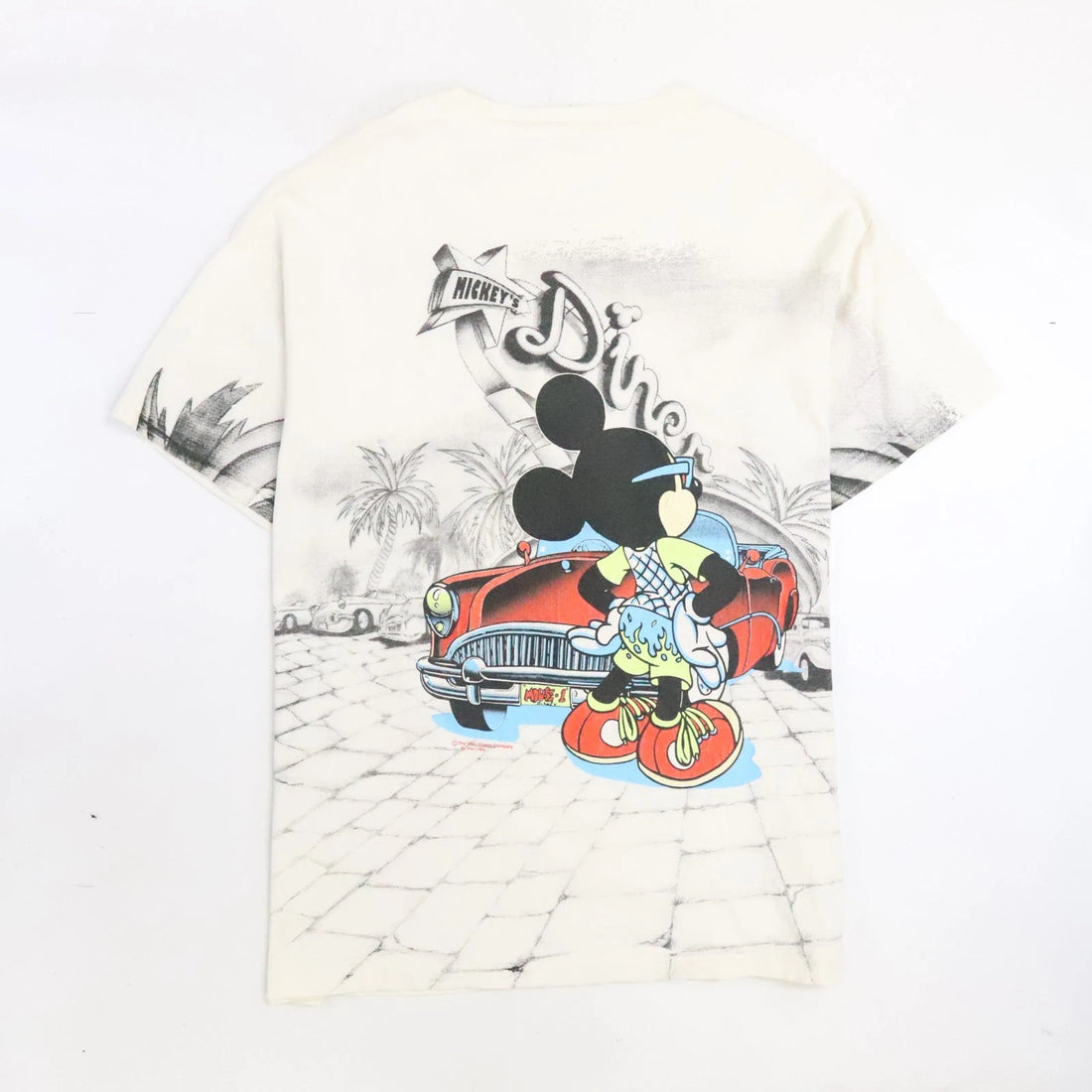 Vintage Mickey Mouse Diner Florida Disney T-Shirt XL All Over Print 90s