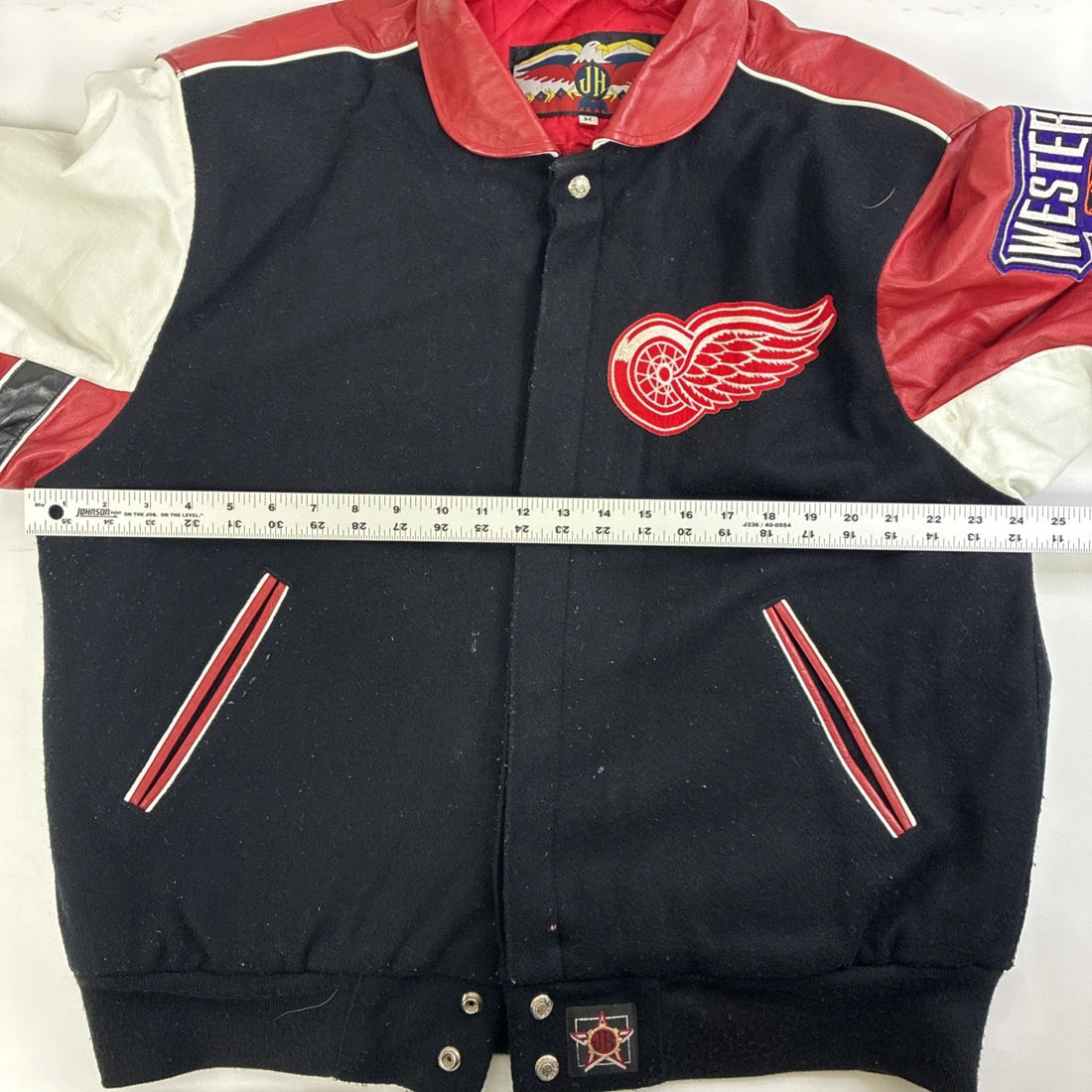 Vintage Detroit Red Wings JH Design Leather Wool Varsity Jacket Medium 90s NHL