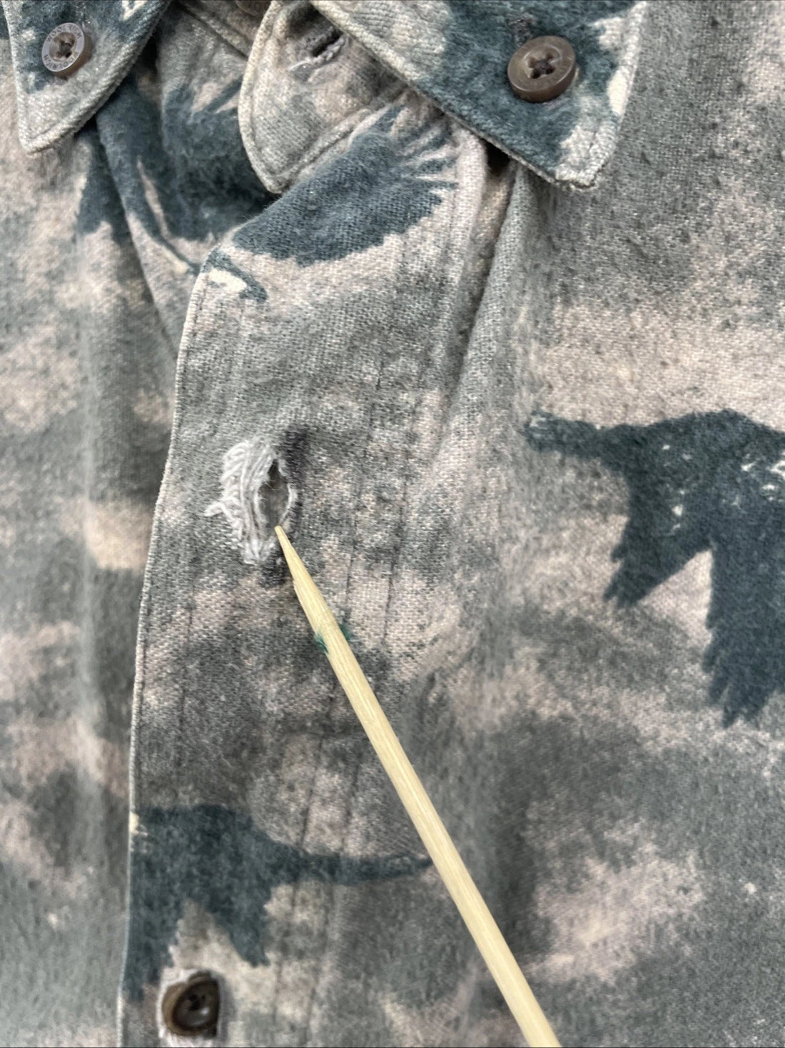 Woolrich Eagle Button Up Shirt Size Large All Over Print