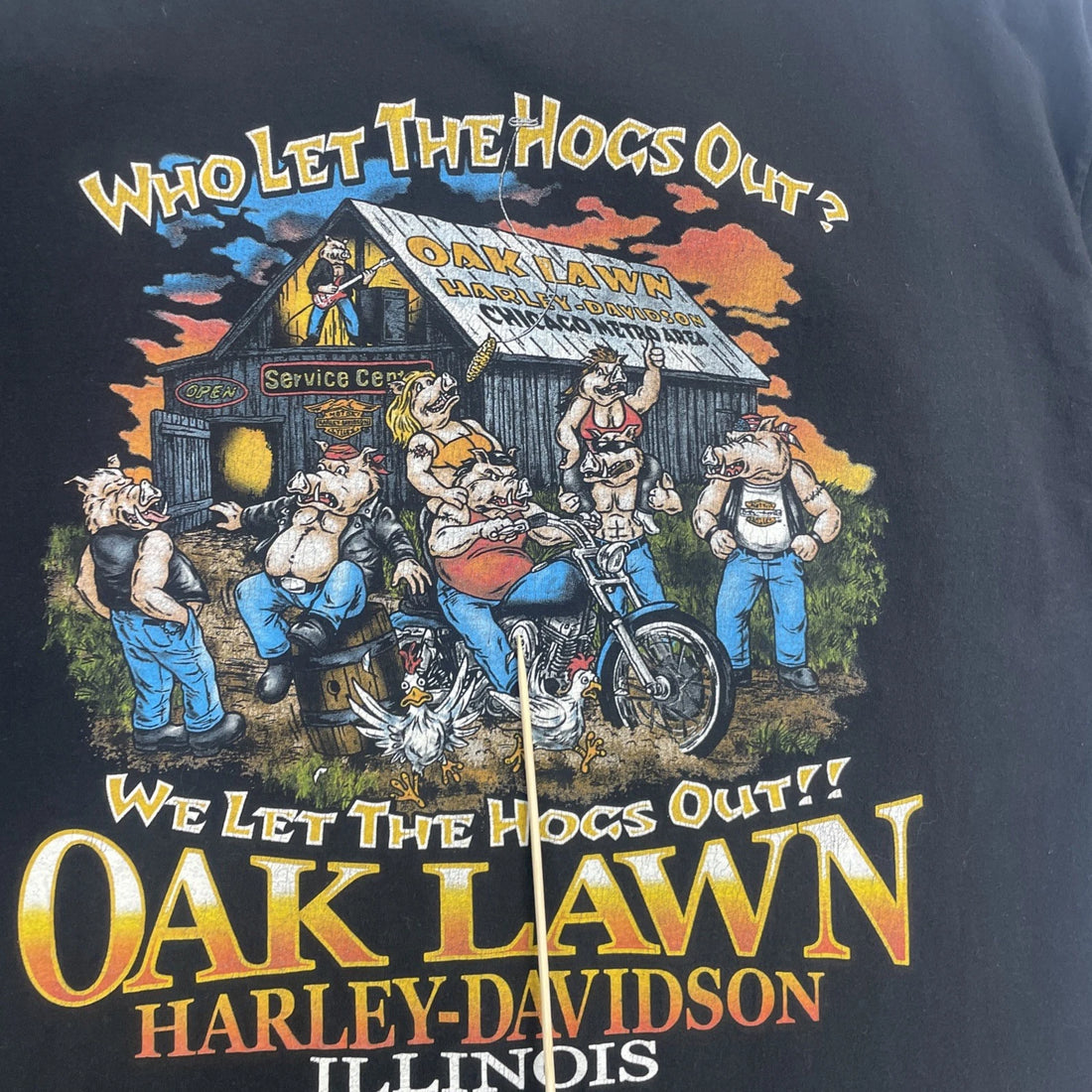 Vintage Harley Davidson Motorcycles Who Left The Hogs Out I Got Mine T-Shirt XL