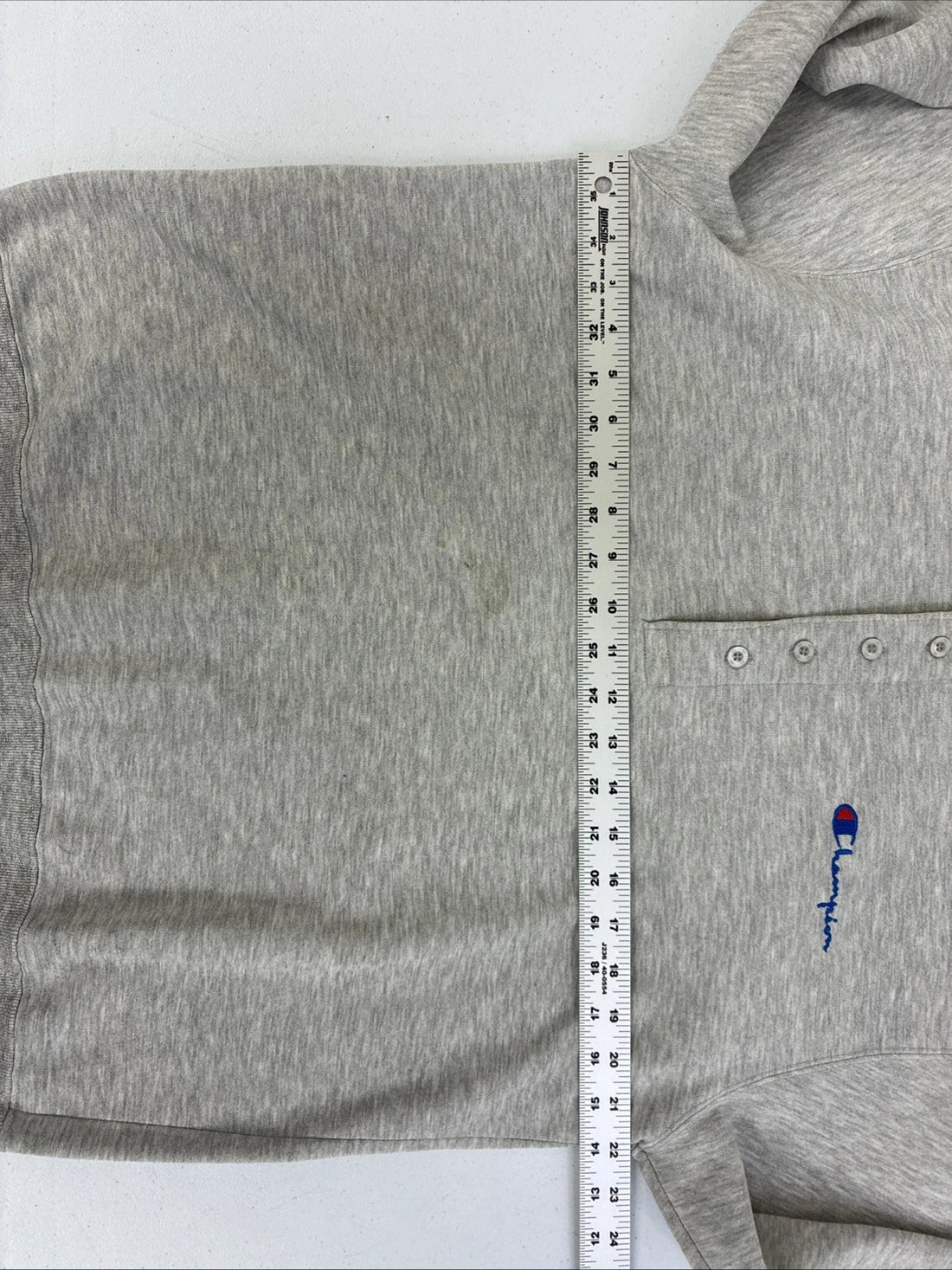 Vintage Champion Henley Button Up Sweatshirt Size XL Gray 80s