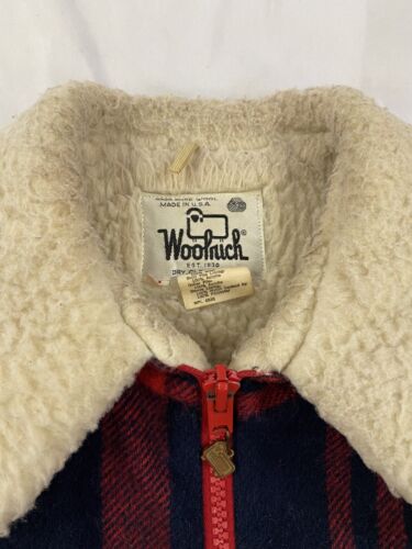 Vintage Woolrich Wool Coat Jacket Size Medium Plaid Sherpa Lined 70s 80s