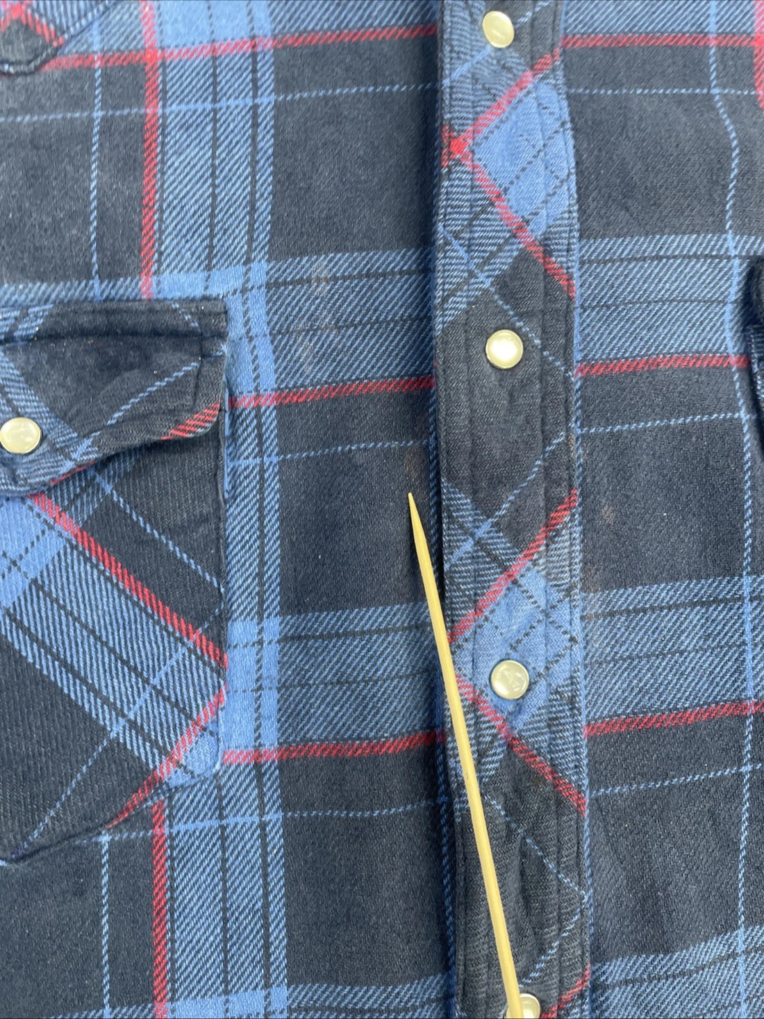 Vintage Wrangler Pearl Snap Shirt Size XL Blue Plaid