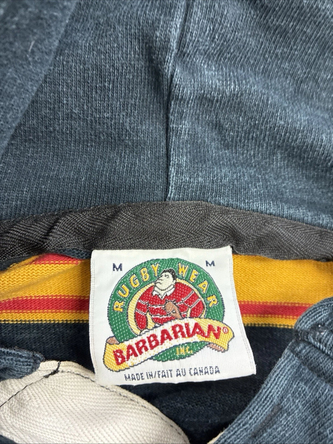 Vintage University Of Guelph Barbarian Hooded Rugby Shirt Size Medium