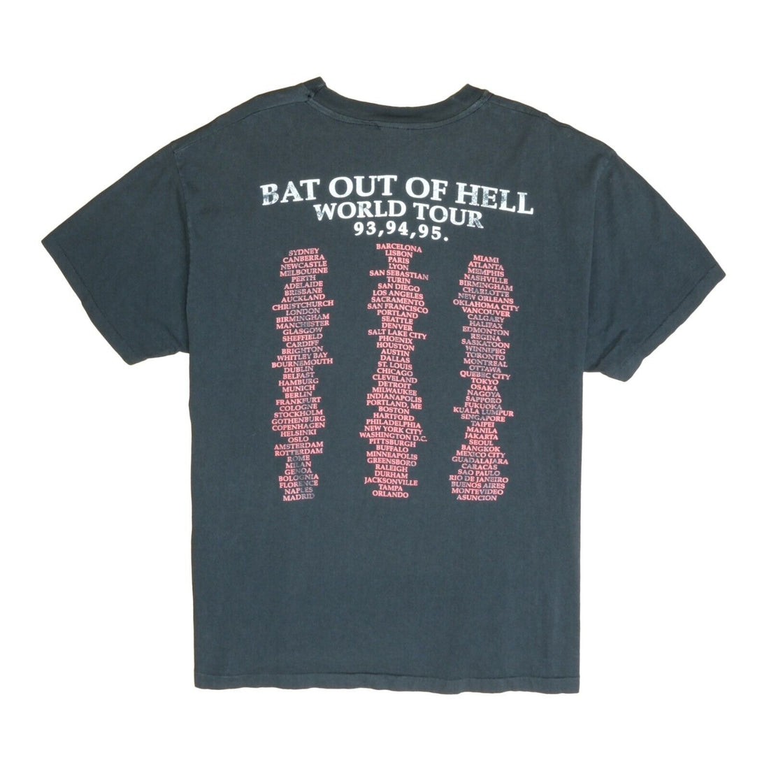 Vintage Meat Loaf Bat Out of Hell World Tour T-Shirt Size XL Band Tee 1995 90s