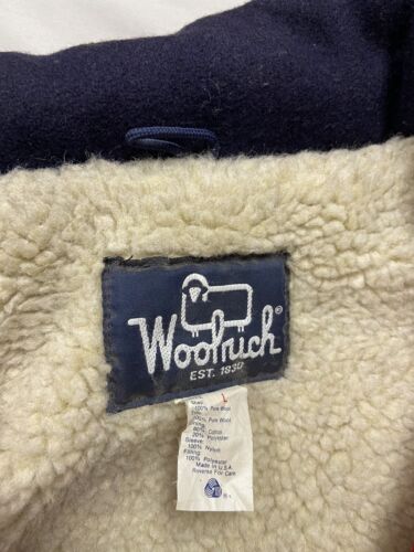 Vintage Woolrich Wool Coat Jacket Size Large Red Sherpa Lined