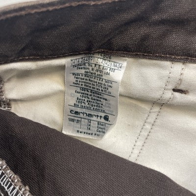 Carhartt Canvas Carpenter Double Knee Work Pants Womens Size 14 Short Brown