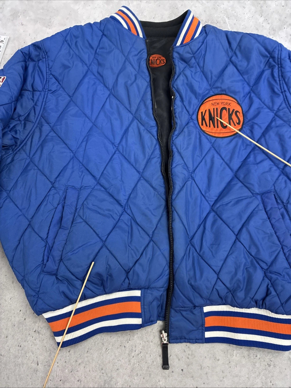 New York Knicks Reebok Satin Quilted Reversible Jacket XL NBA