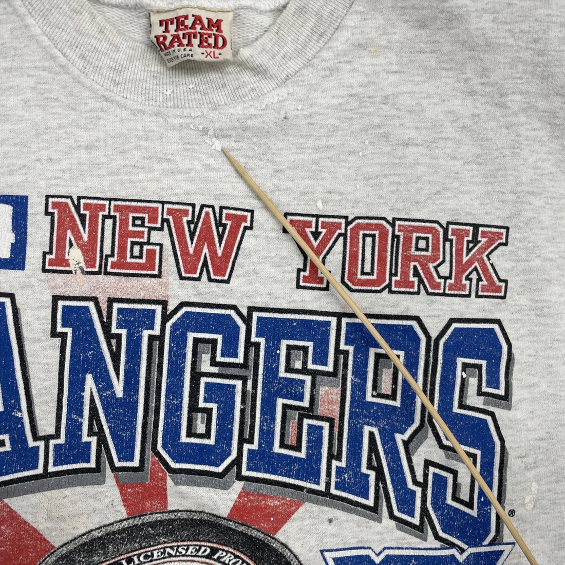 Vintage New York Rangers Stanley Cup Champs Sweatshirt XL Paint Splatter 90s NHL