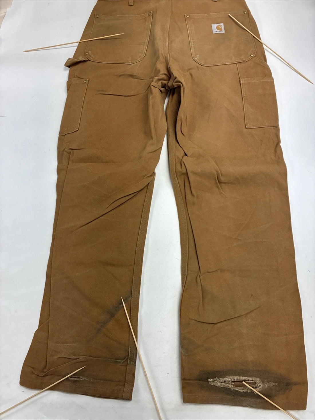 Carhartt Canvas Carpenter Double Knee Work Pants Size 34 X 30 B01 BRN