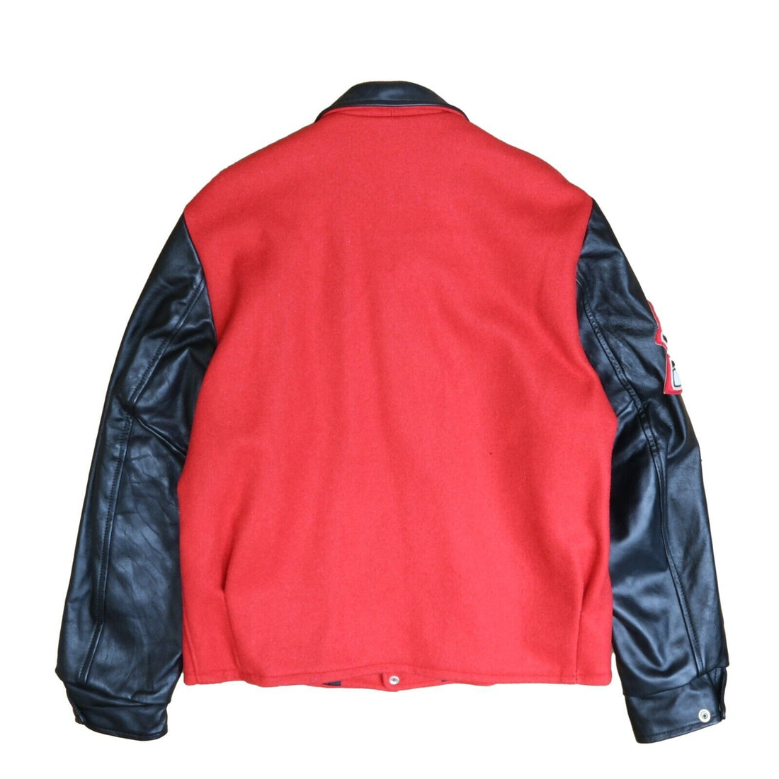 Vintage Tottenham Shooters Hockey Leather Wool Varsity Jacket Size 46 Red