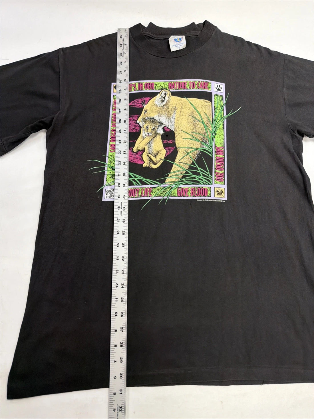 Vintage Lion San Diego Zoo T-Shirt Size XL Animals Nature 90s