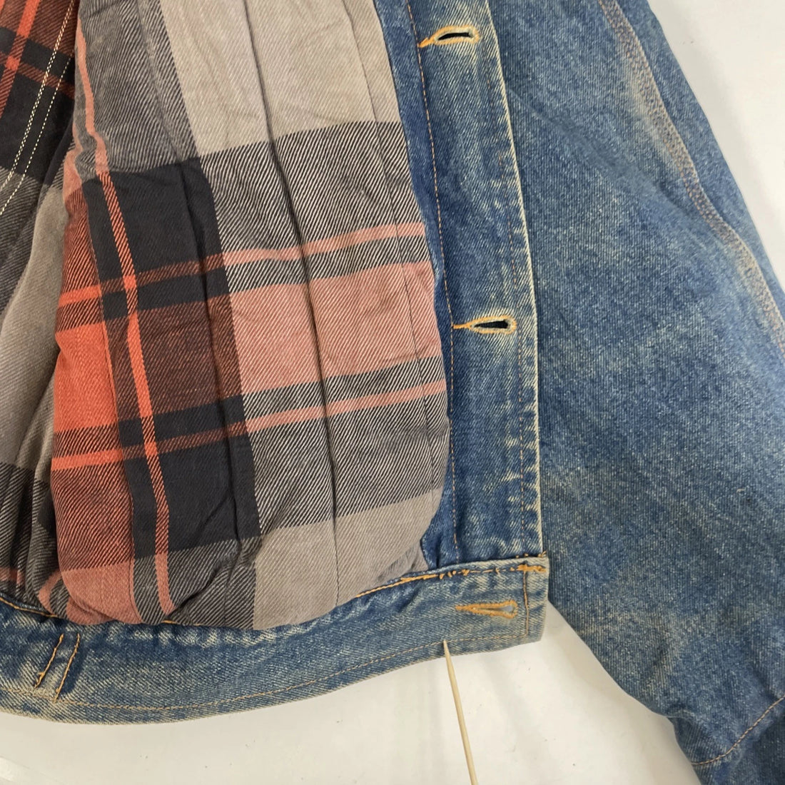 Denim Jacket Size Medium Plaid Lined Corduroy Collar