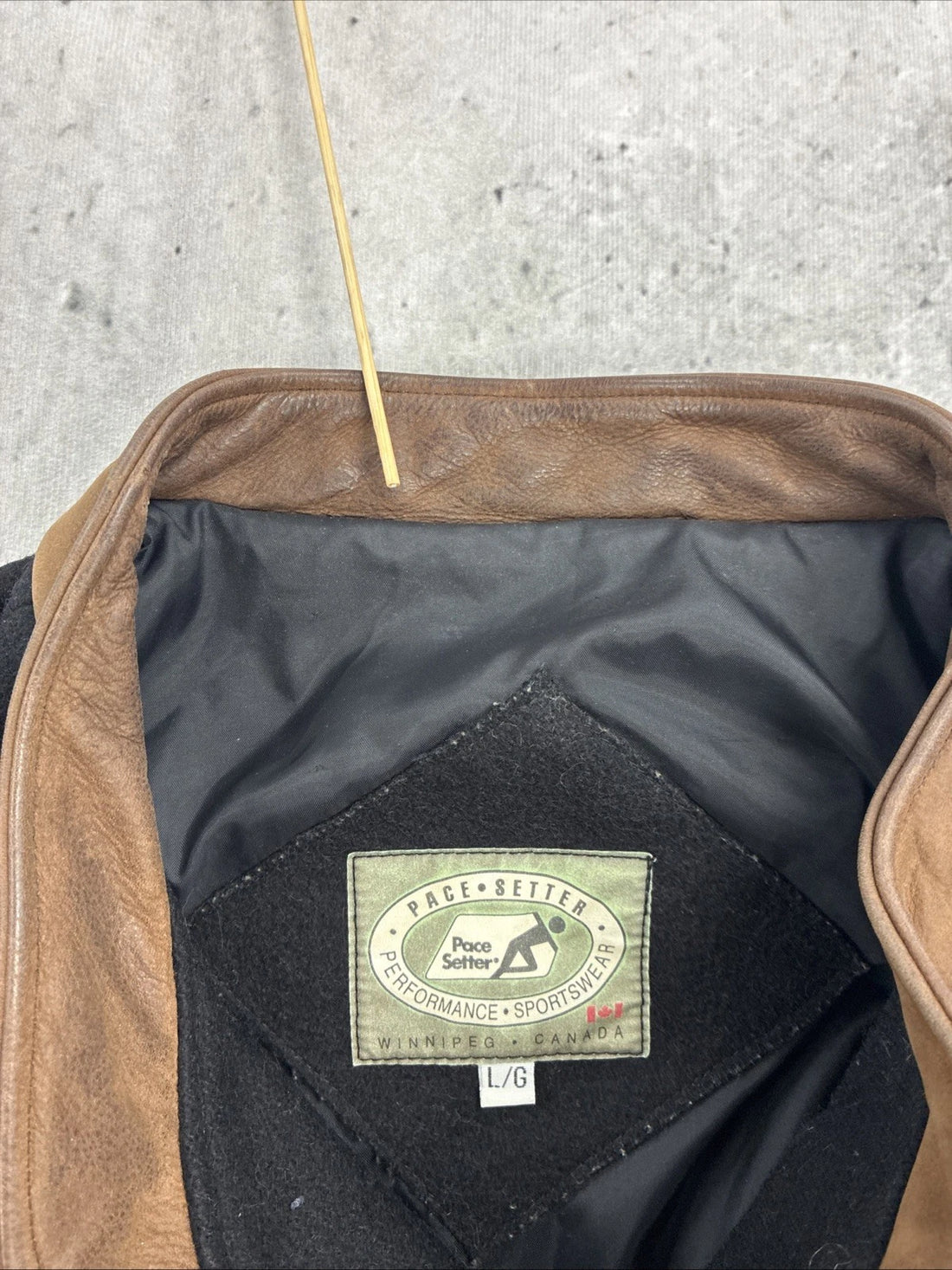 Vintage Basketball Canada Leather Wool Varsity Jacket Size Large