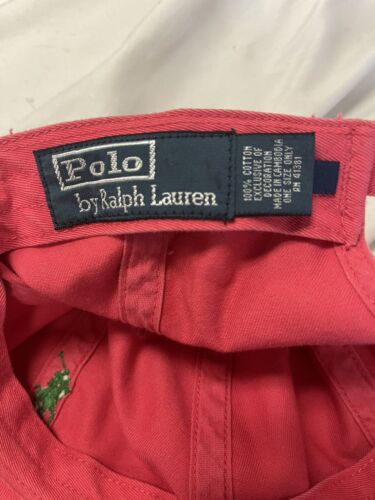 Vintage Polo Ralph Lauren Strapback Hat OSFA Pink Embroidered 90s