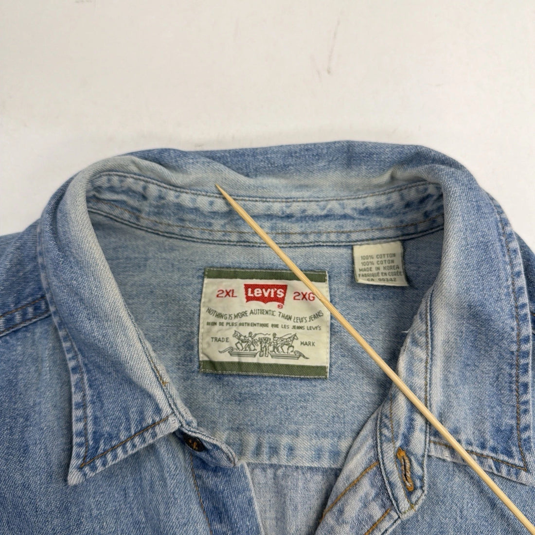 Levi's Denim Button Up Shirt Size 2XL Light Wash Blue