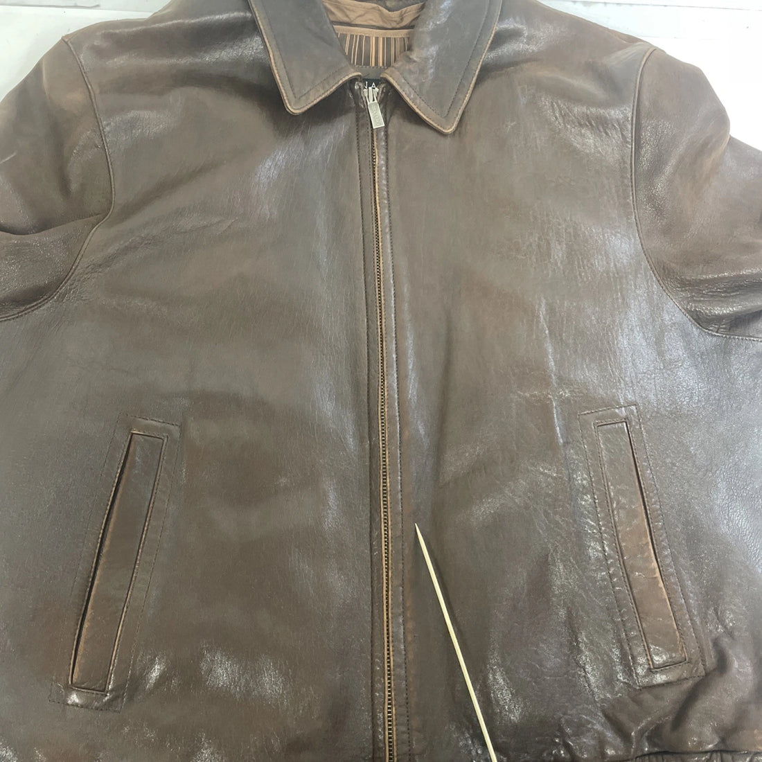 Bernardo Leather Bomber Jacket Size XL Brown