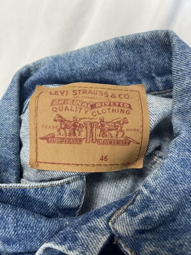 Vintage Levi Strauss & Co Trucker Denim Jacket Size 46 Blue Orange Tab