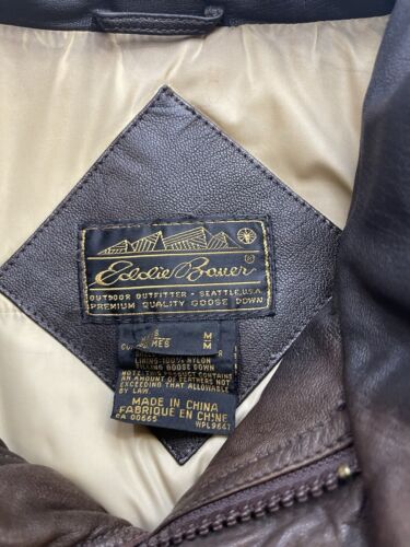 Vintage Eddie Bauer Leather Coat Jacket Size Medium Brown