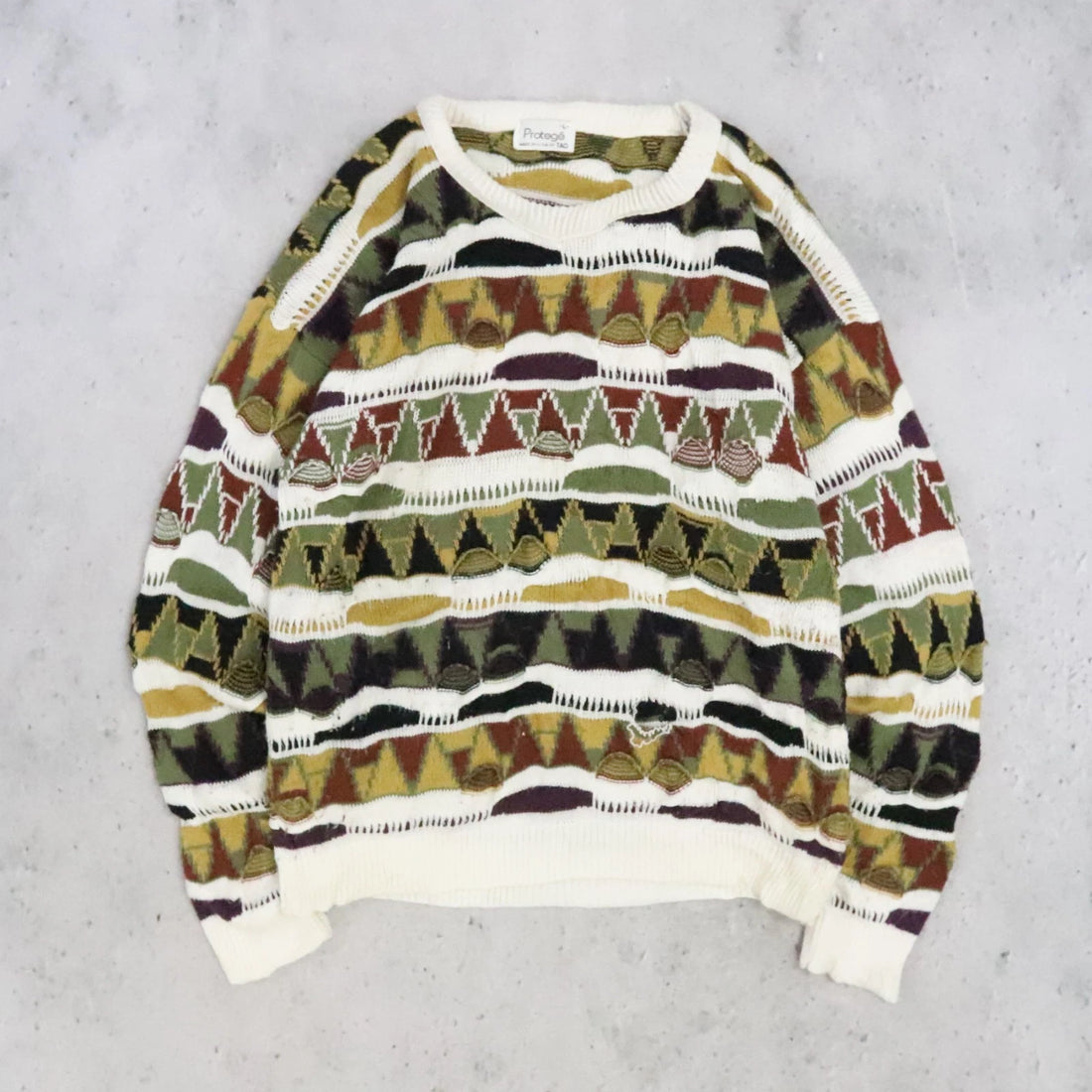 Vintage Protege 3D Knit Crewneck Sweater Size Large