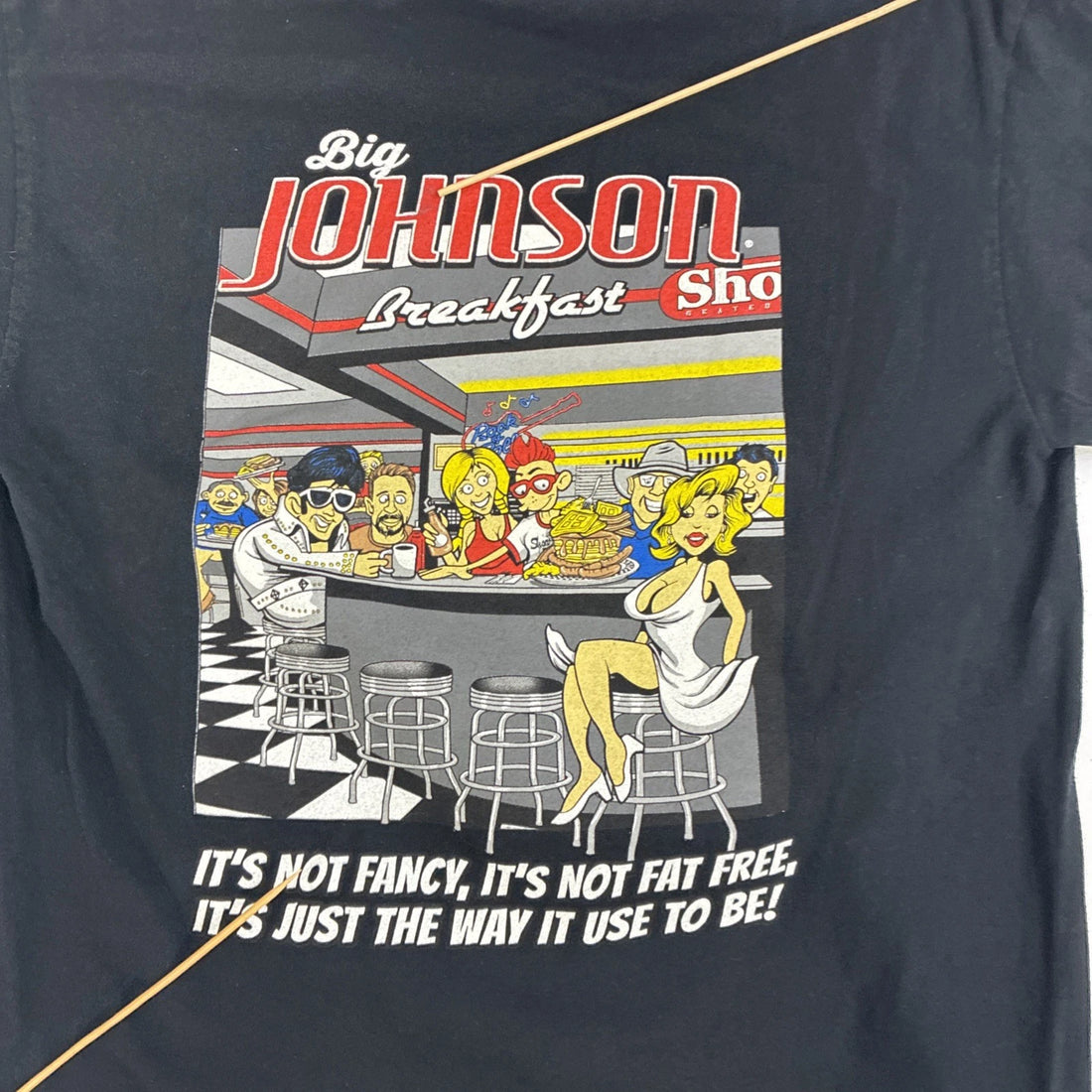 Big Johnson Breakfast Shorty's Diner T-Shirt Size Medium Parody Humor Gag