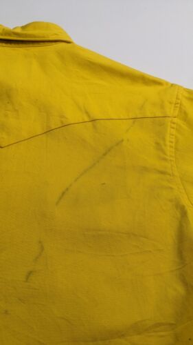 Vintage Wrangler Western Button Up Shirt Size Medium Yellow Sleeve Spell Out