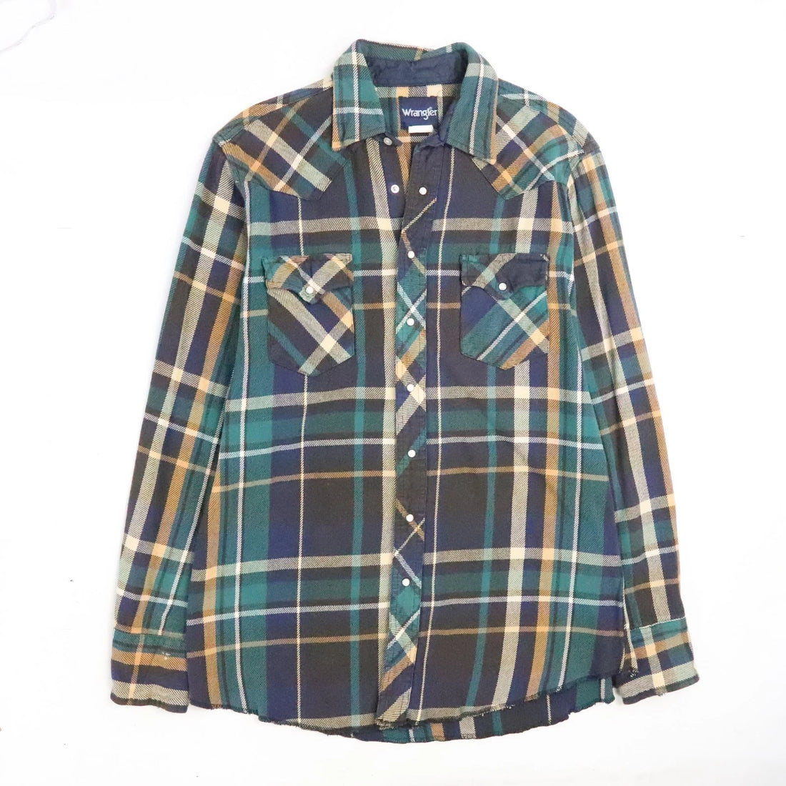 Vintage Wrangler Western Pearl Snap Shirt Large Tall Plaid