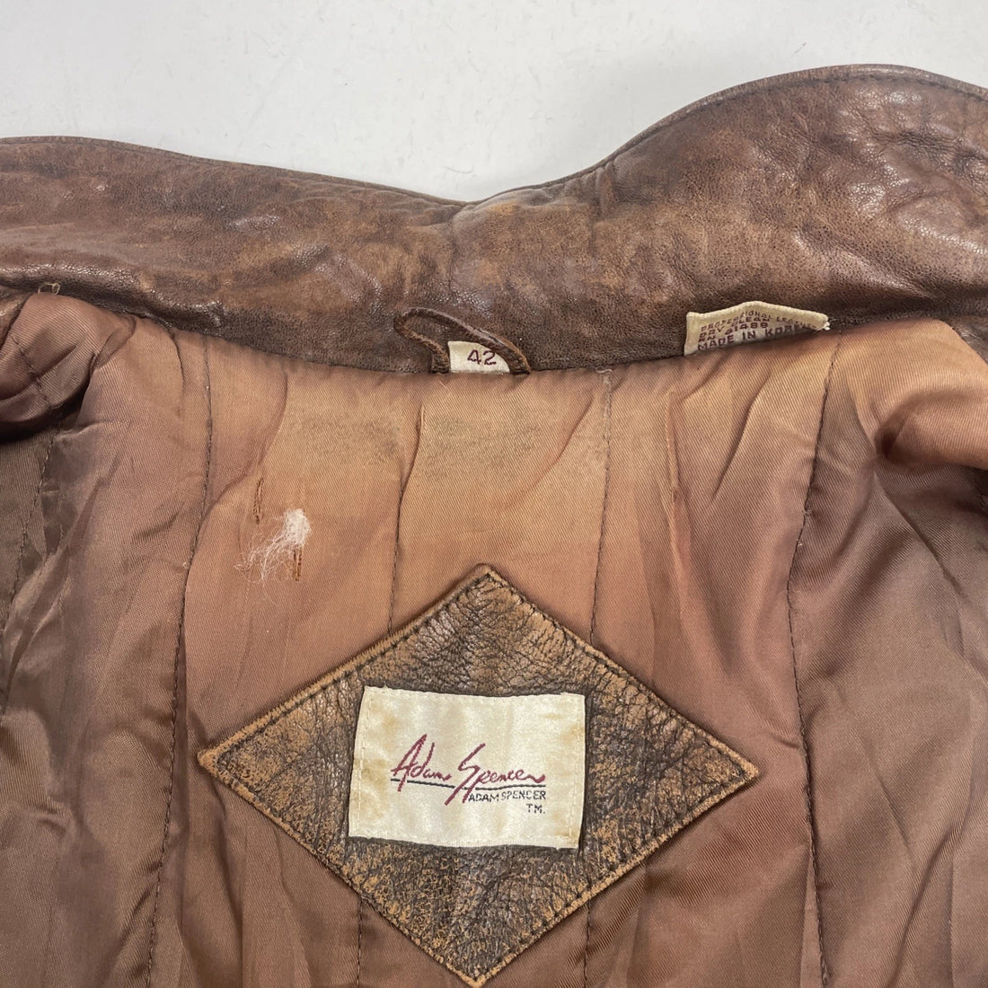 Vintage Adam Spencer Leather Bomber Jacket Size 42 Brown