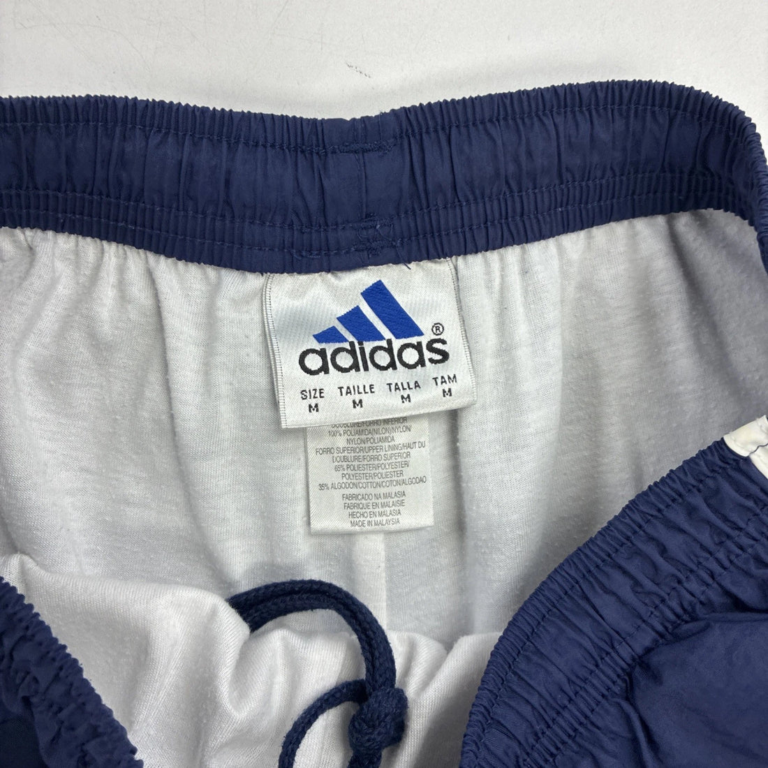 Adidas Nylon Track Pants Size Medium Blue Striped