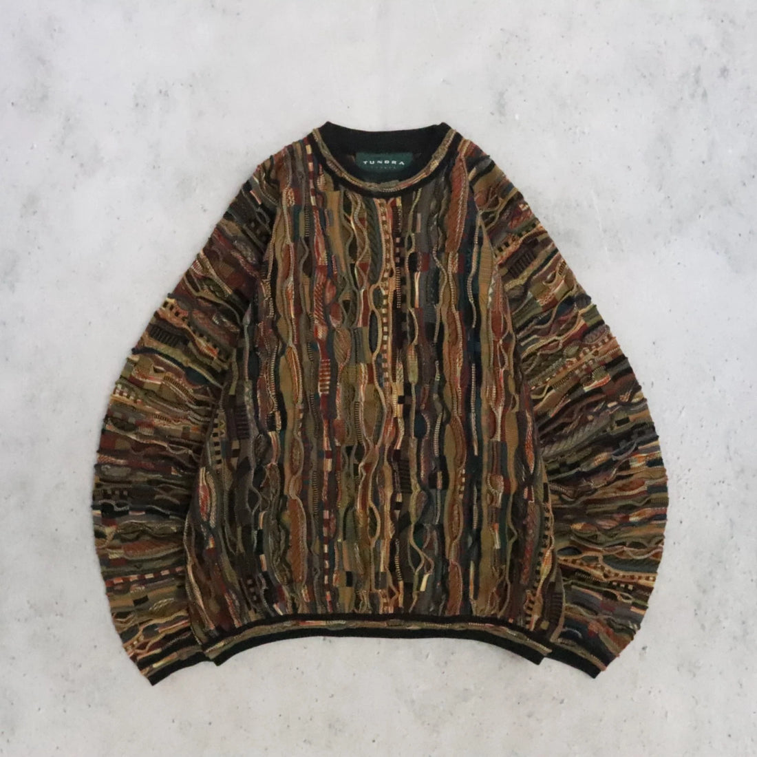 Vintage Tundra 3D Knit Crewneck Sweater Size Large 90s