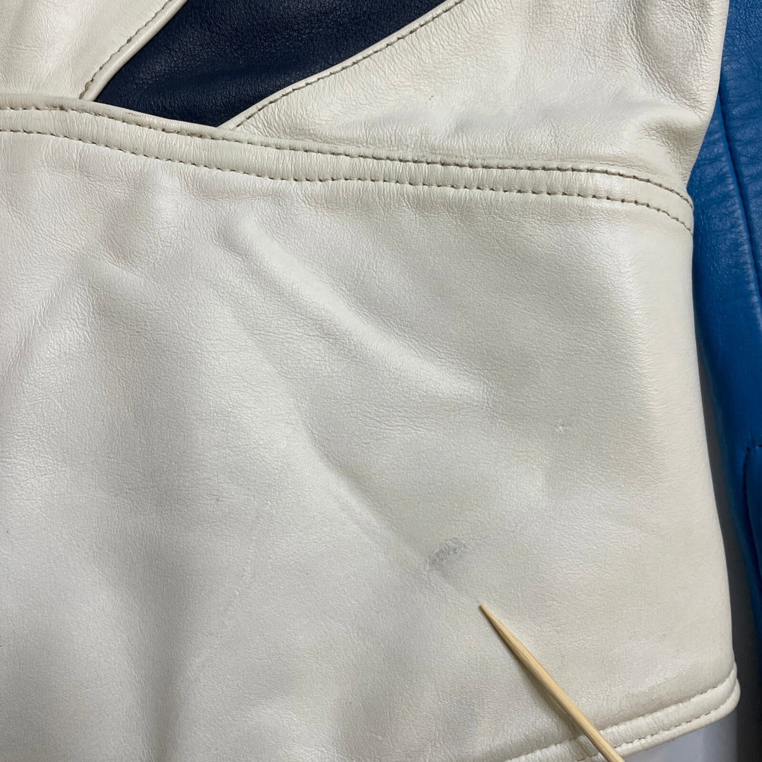 Vintage Teknic Leather Racing Jacket Size 42 Blue