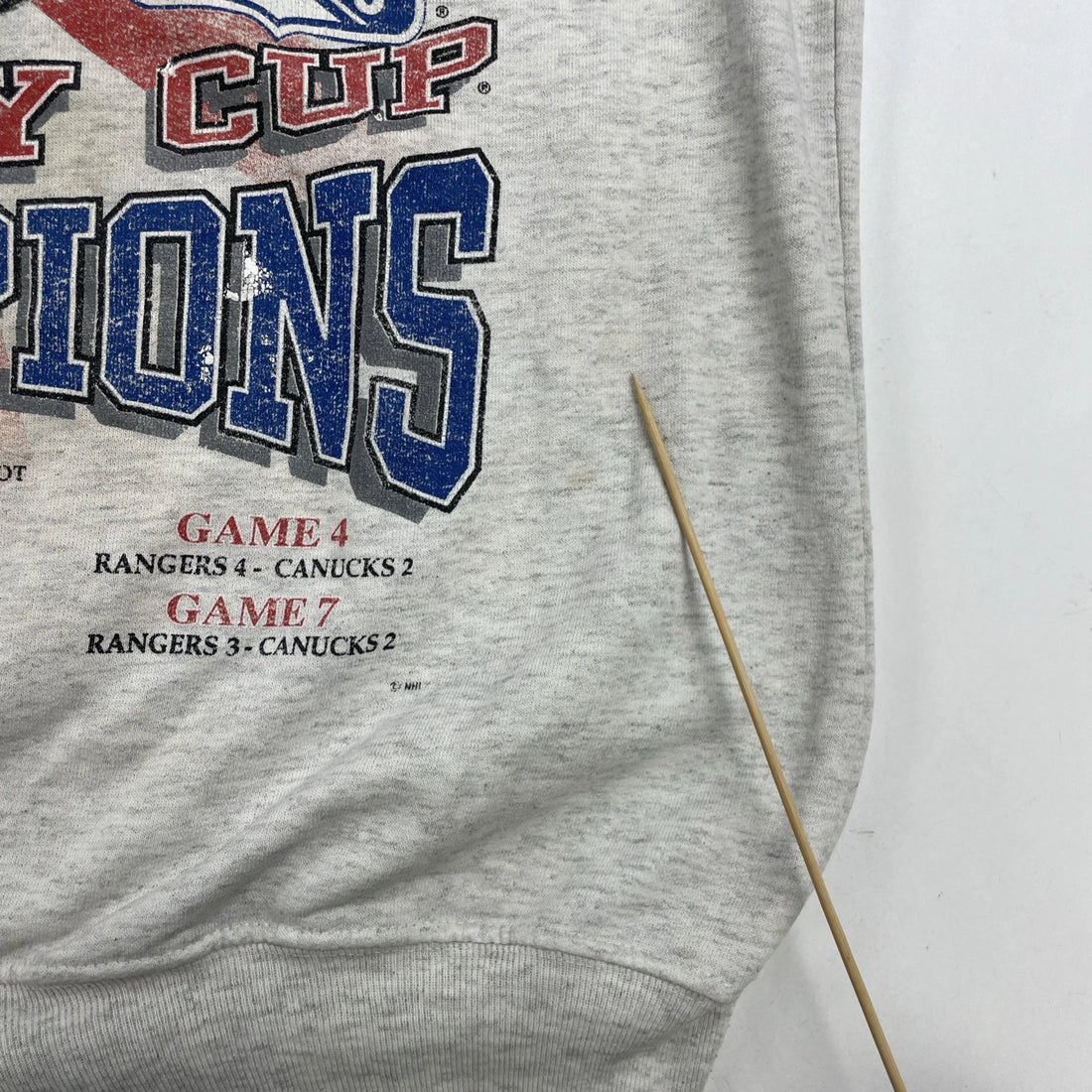 Vintage New York Rangers Stanley Cup Champs Sweatshirt XL Paint Splatter 90s NHL