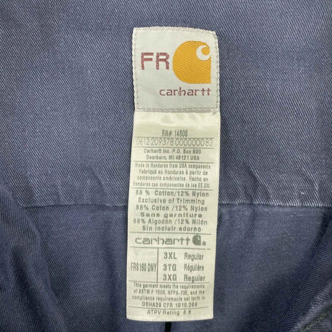 Carhartt FR Button Up Shirt Size 3XL Blue