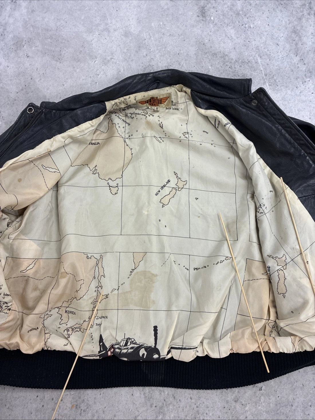 Vintage Flight Club Leather Bomber Jacket Size Large