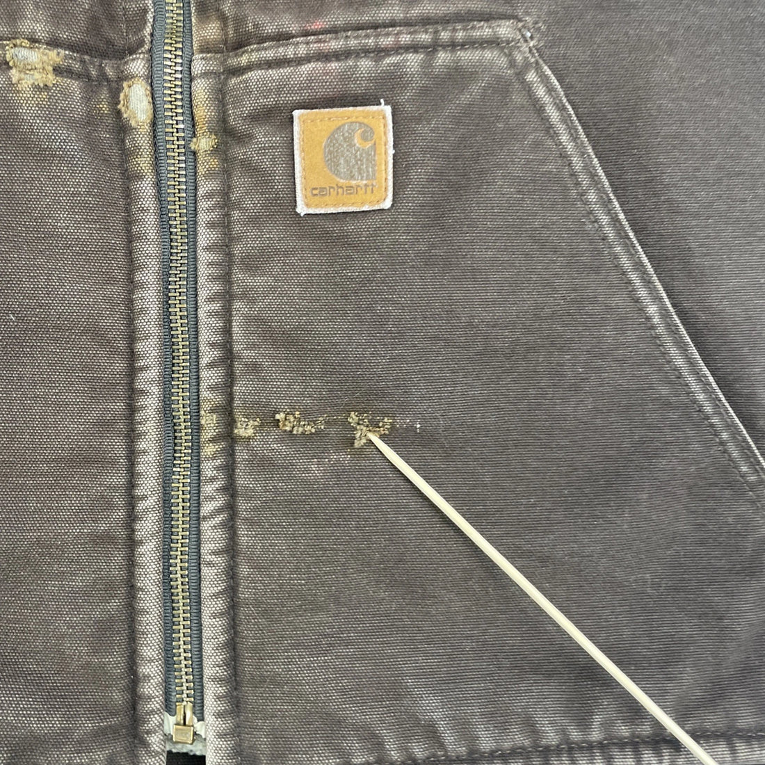 Carhartt Canvas Work Vest Jacket Size 2XL Brown Sherpa Lined
